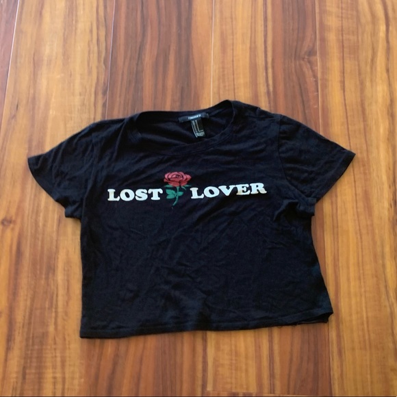 Black graphic t-shirt crop top - Picture 1 of 2